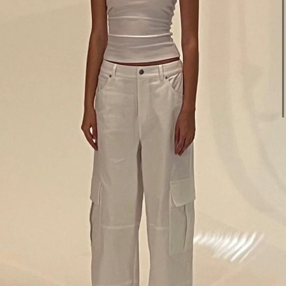 Local European, RELAXED DENIM CARGO - WHITE